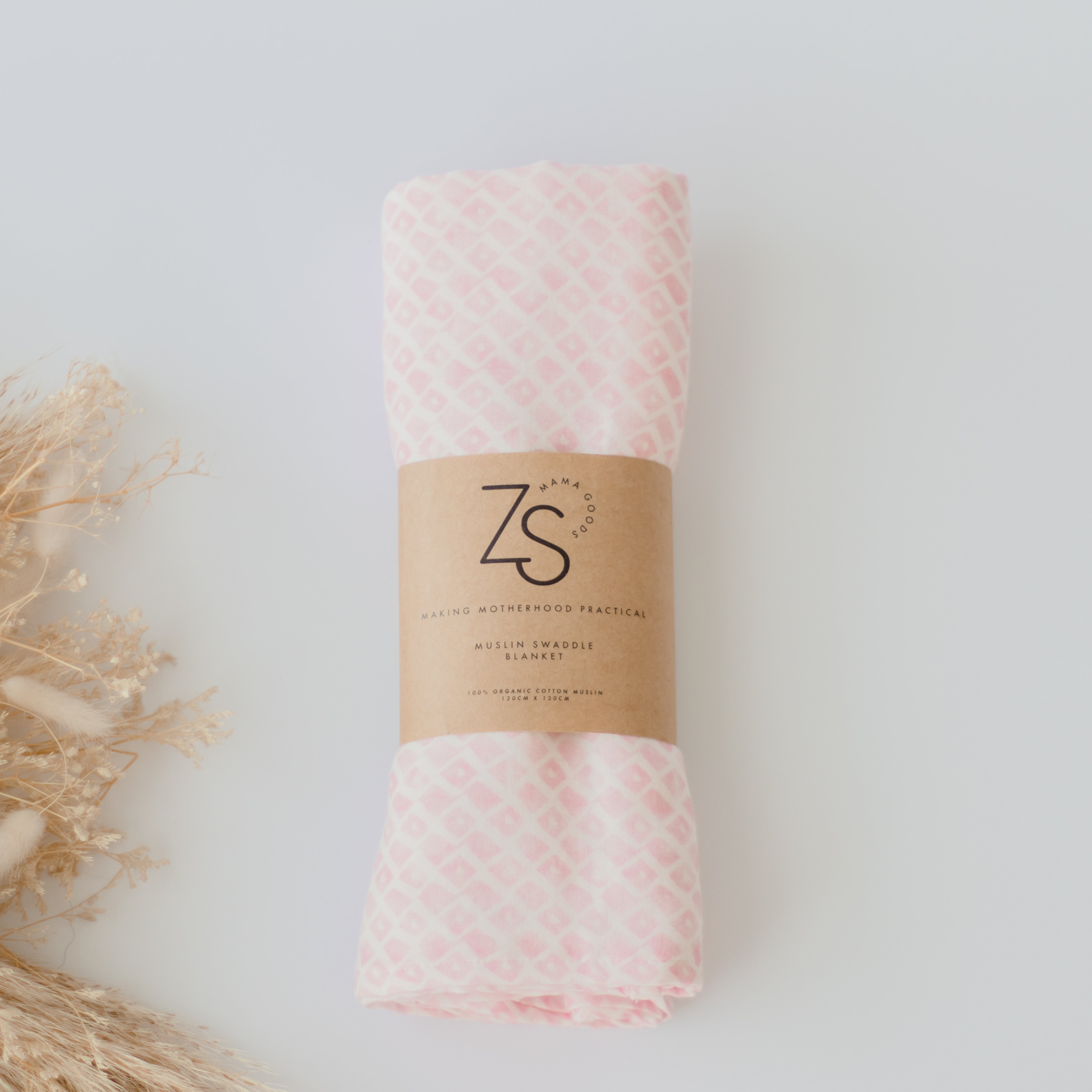 Organic Cotton Muslin Swaddle Wrap - Rose Geometry
