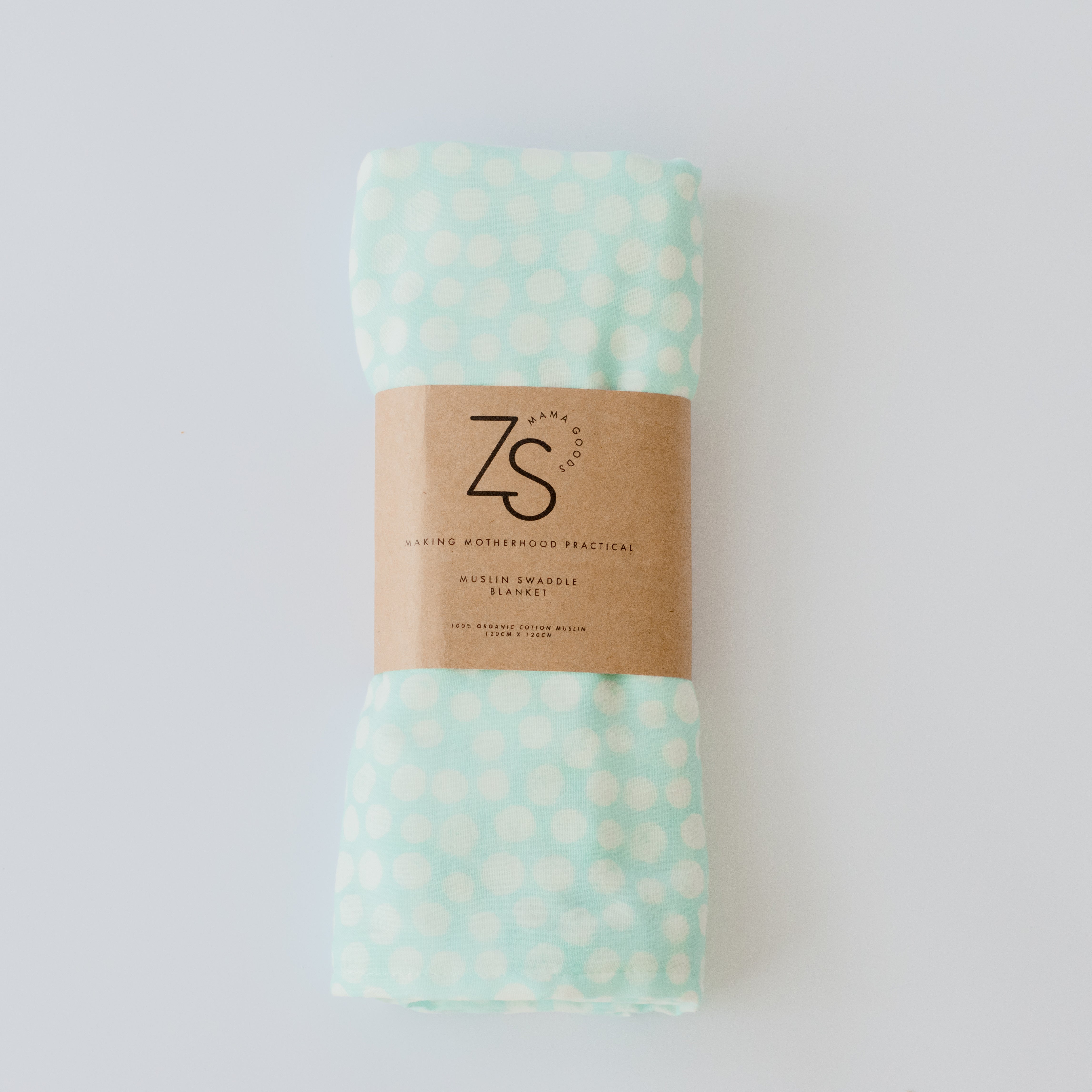 Organic Cotton Muslin Swaddle Wrap - Mint Whirl