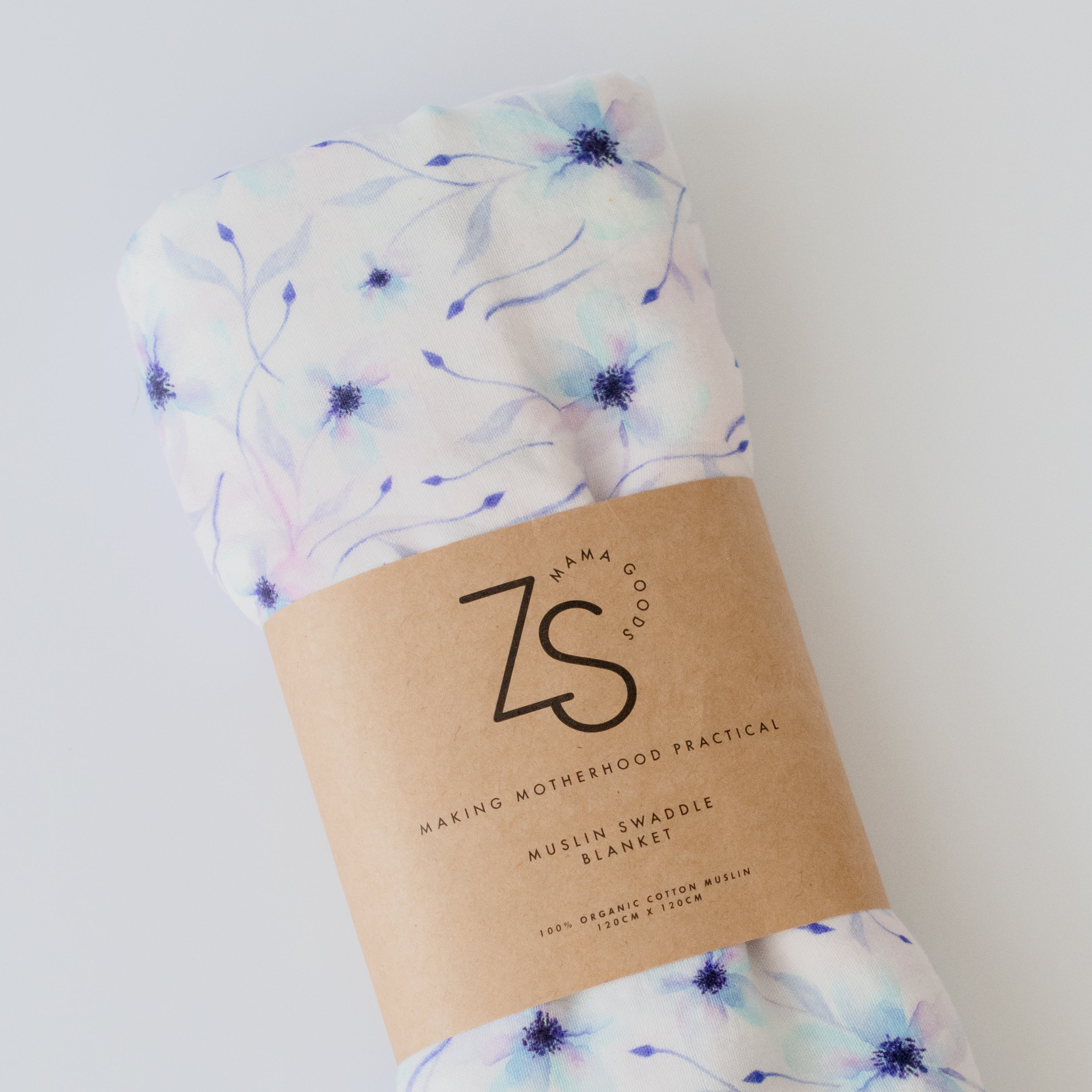 Organic Cotton Muslin Swaddle Wrap - Twilight Bloom