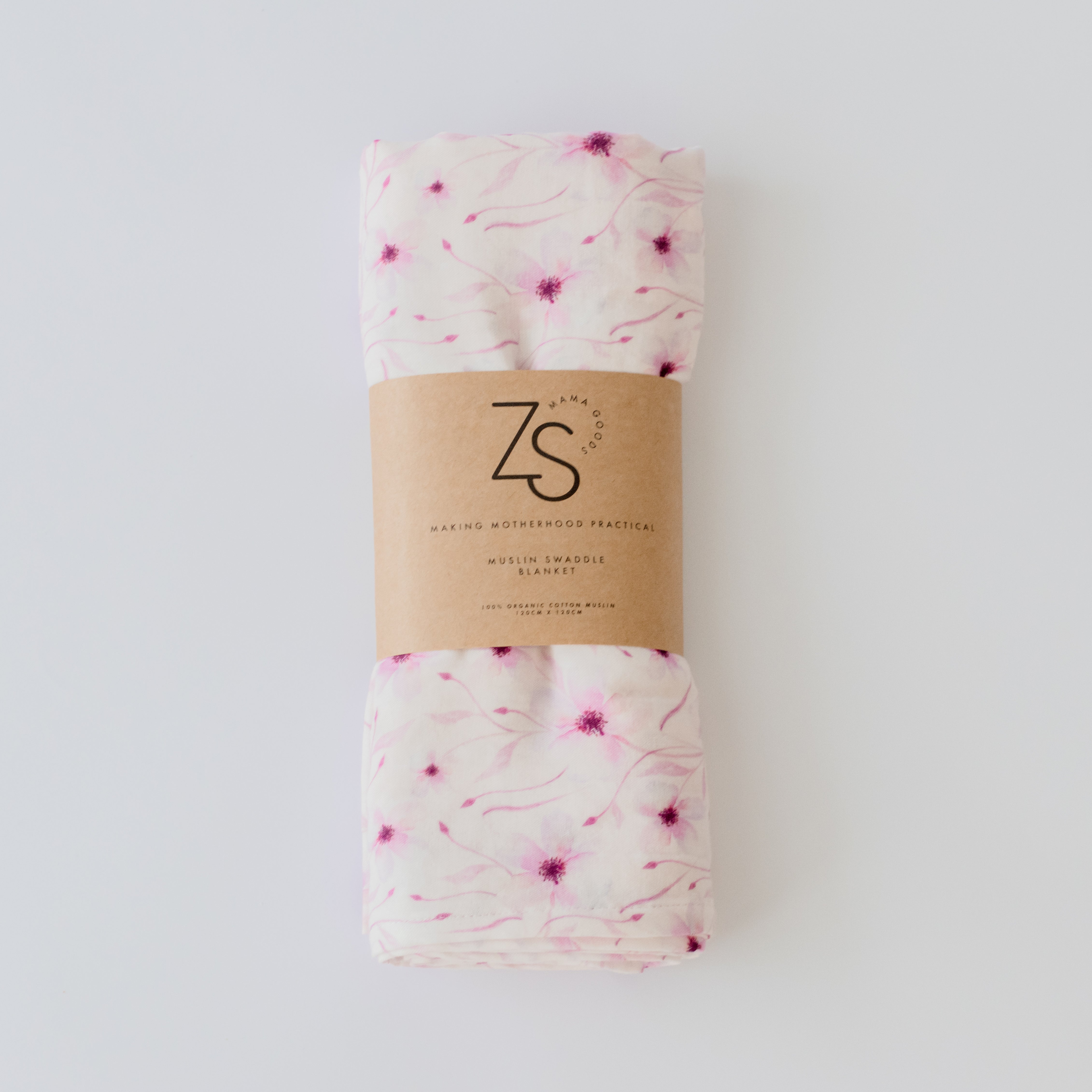 Organic Cotton Muslin Swaddle Wrap - Blushing Vine