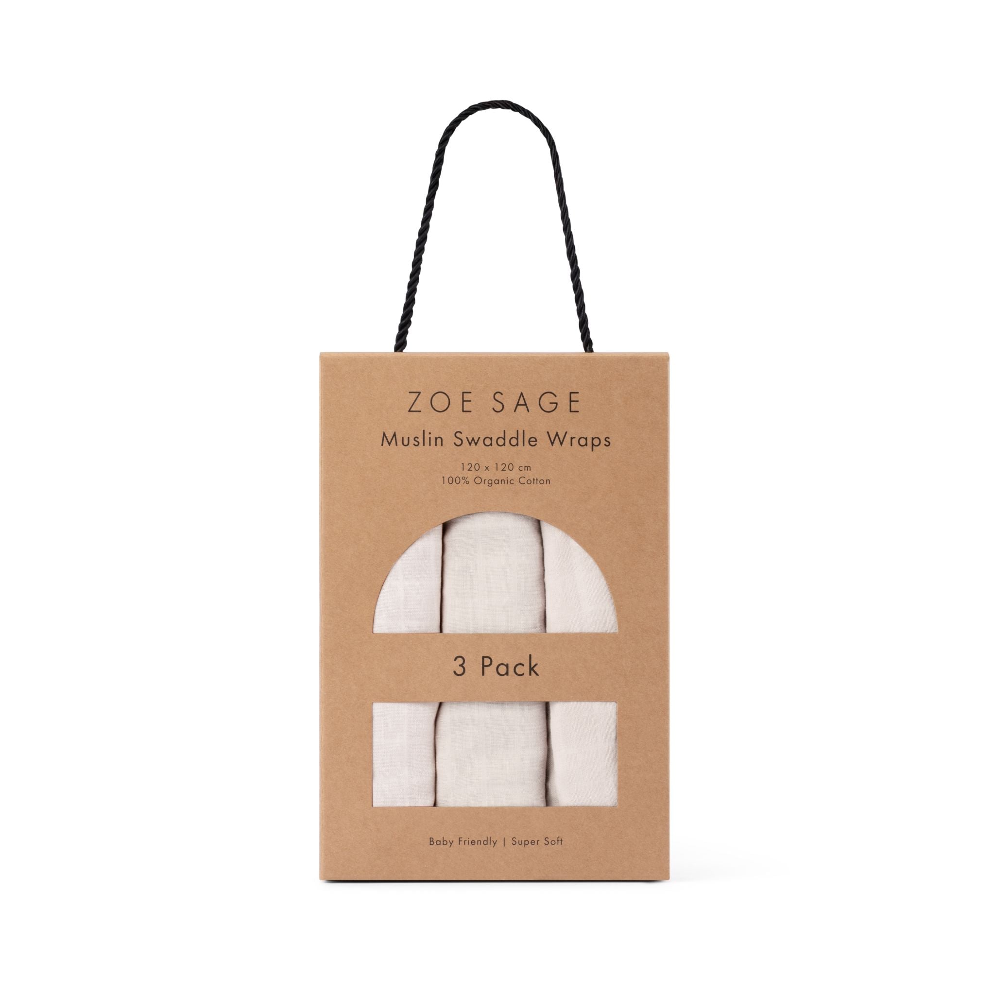 Organic Cotton Muslin Swaddle Wrap - 3pk - Oat