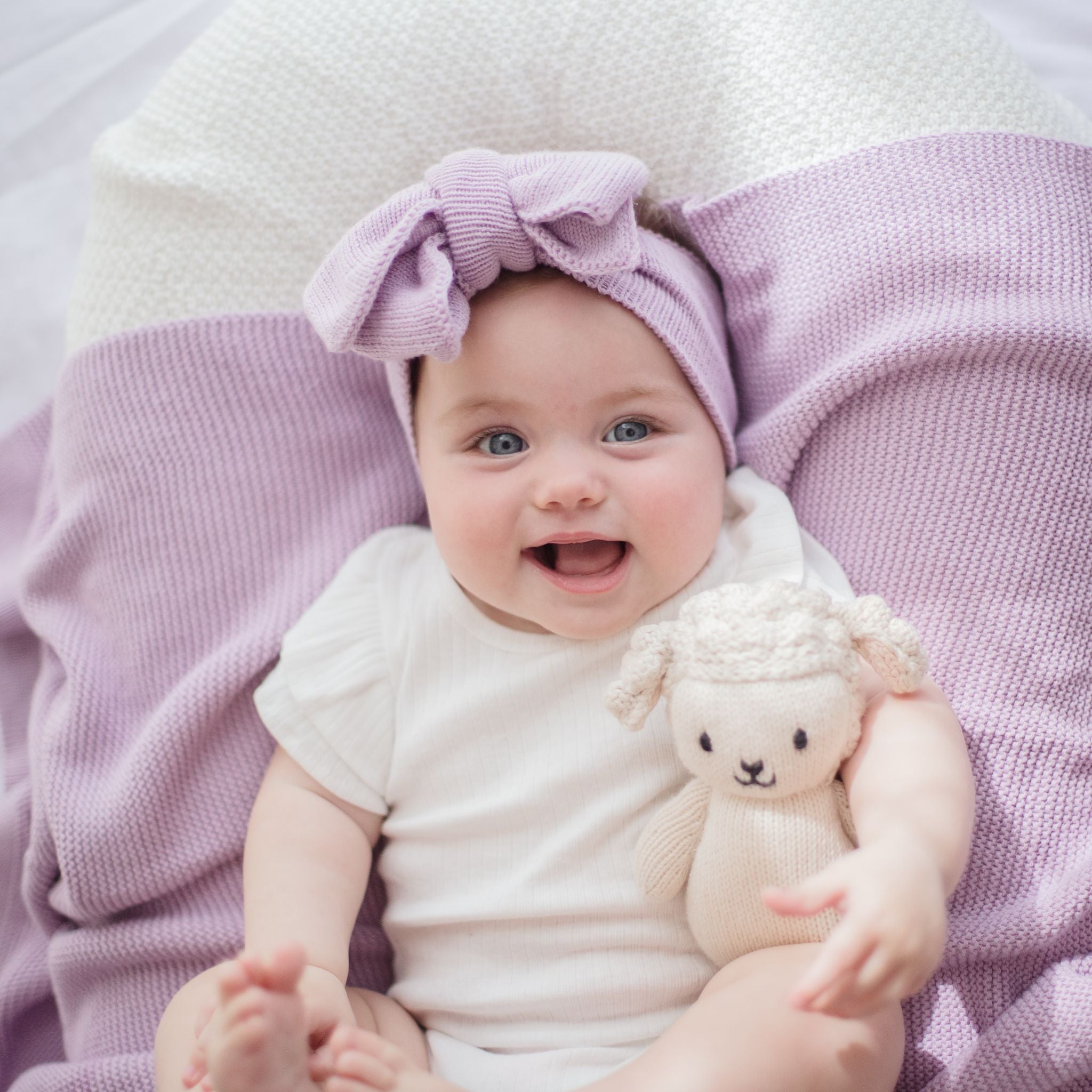 Baby Blanket and Topknot Set - Lilac
