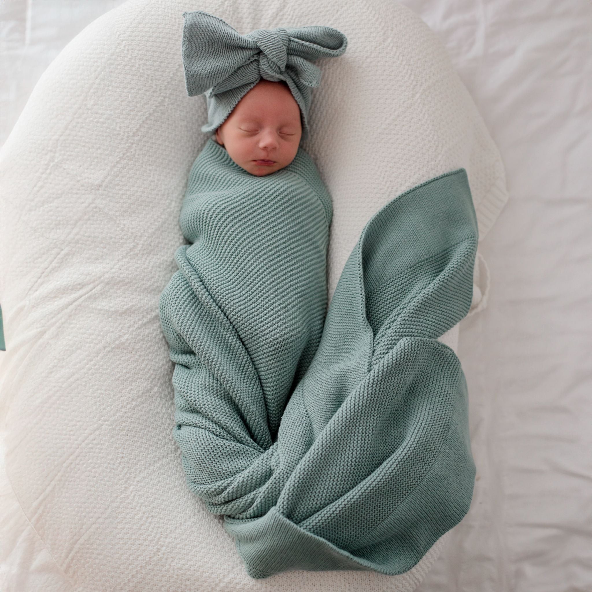 Baby Blanket and Topknot Set - Mantis Green