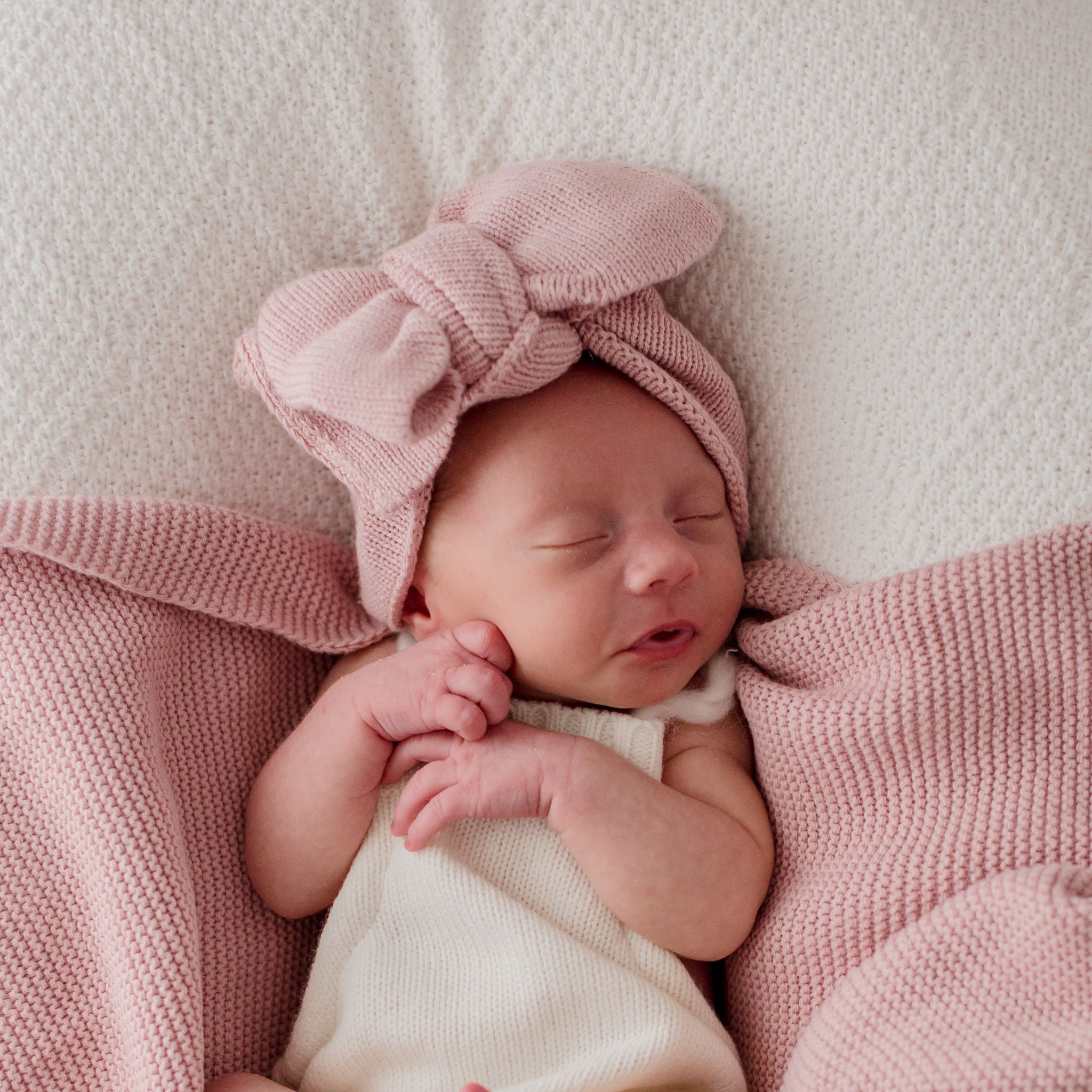 Baby Blanket and Topknot Set - Flamingo Pink