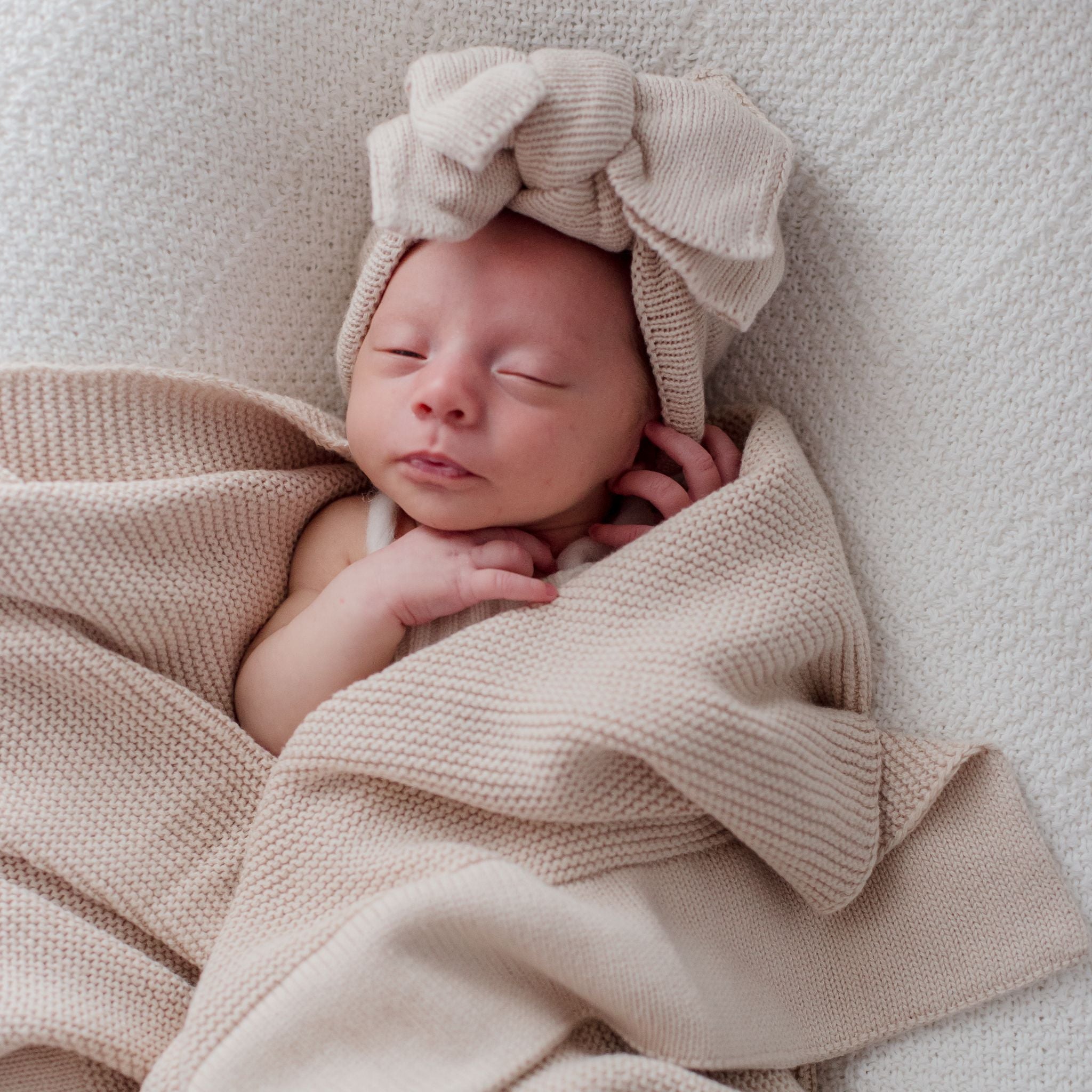 Baby Blanket and Topknot Set - Merino