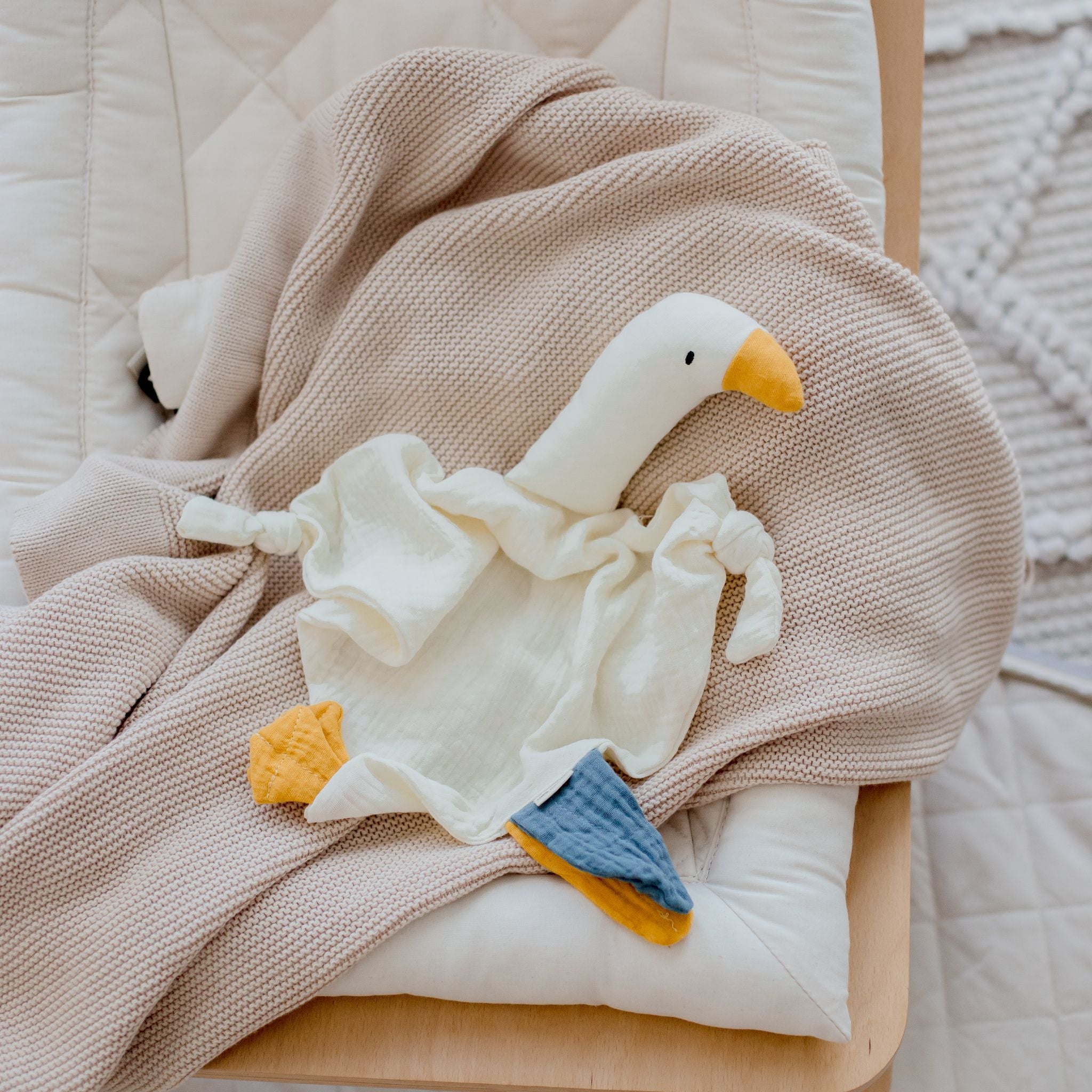 Goose Comforter Baby Security Blanket - Parchment