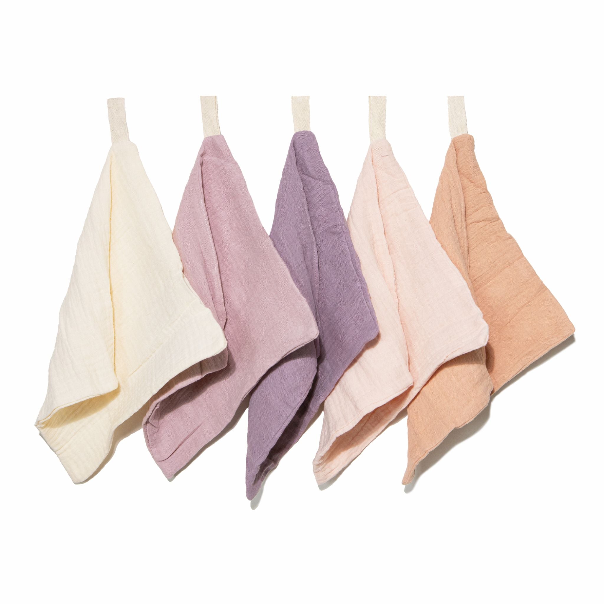 Organic Baby Wash Cloths Muslin - Lavender Blush 5 Pack