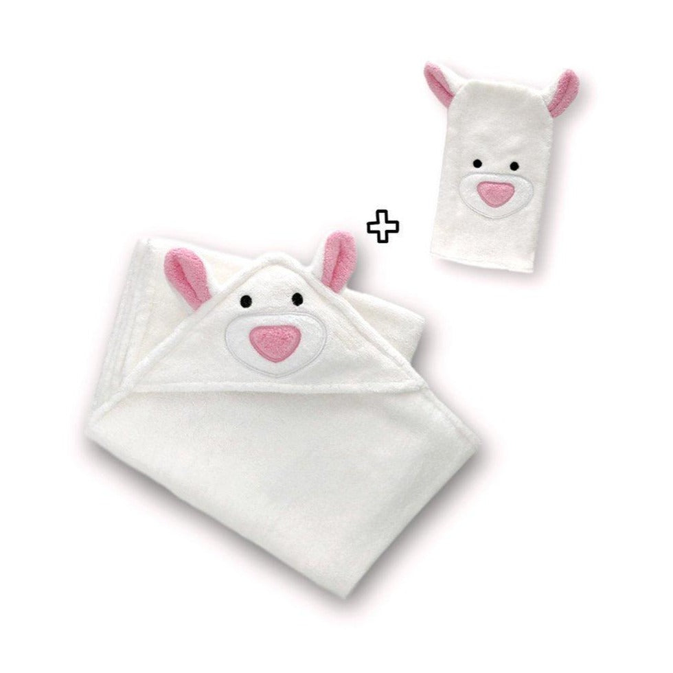 Sheep Hooded Baby Towel & Mitt - VEGA