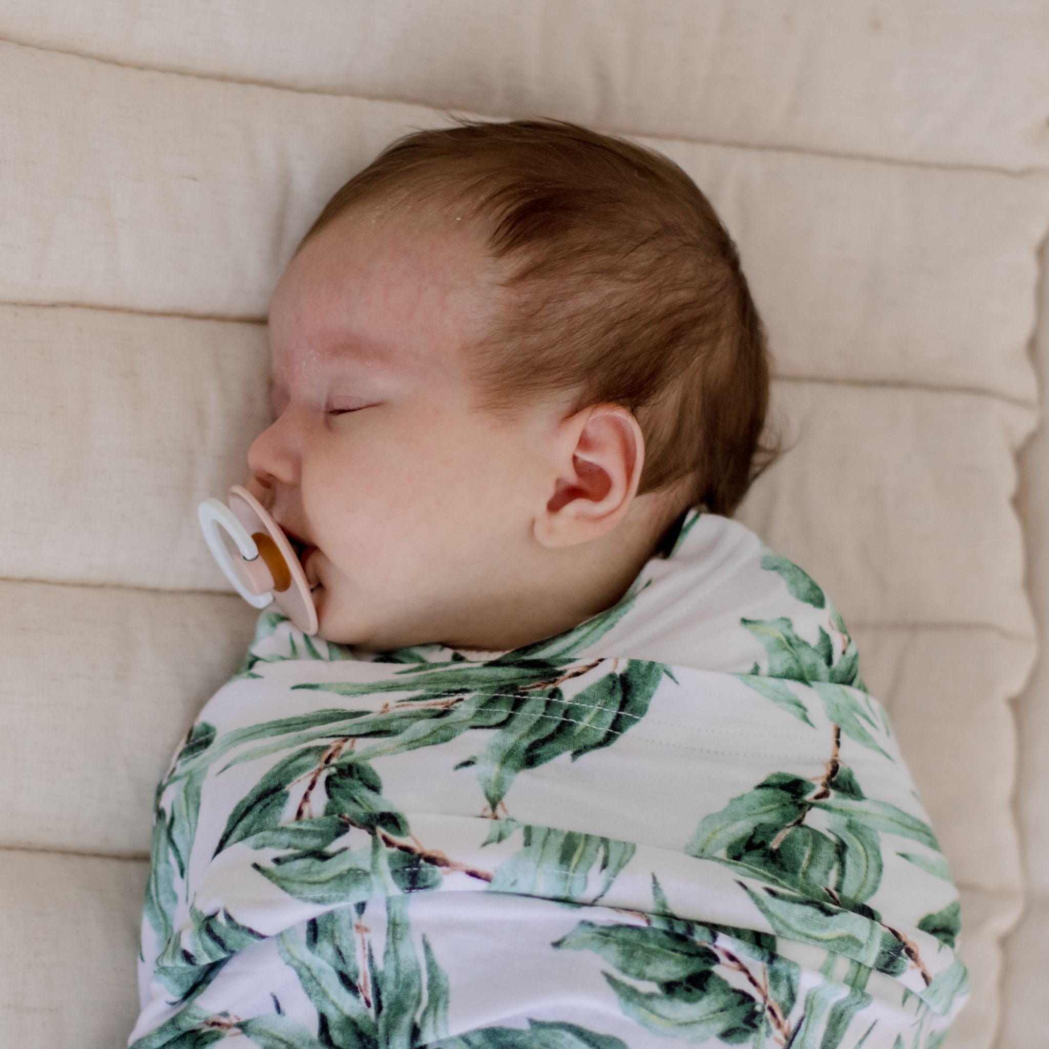 Organic Cotton Muslin Swaddle Wrap 120cm - Blue Gum Leaf