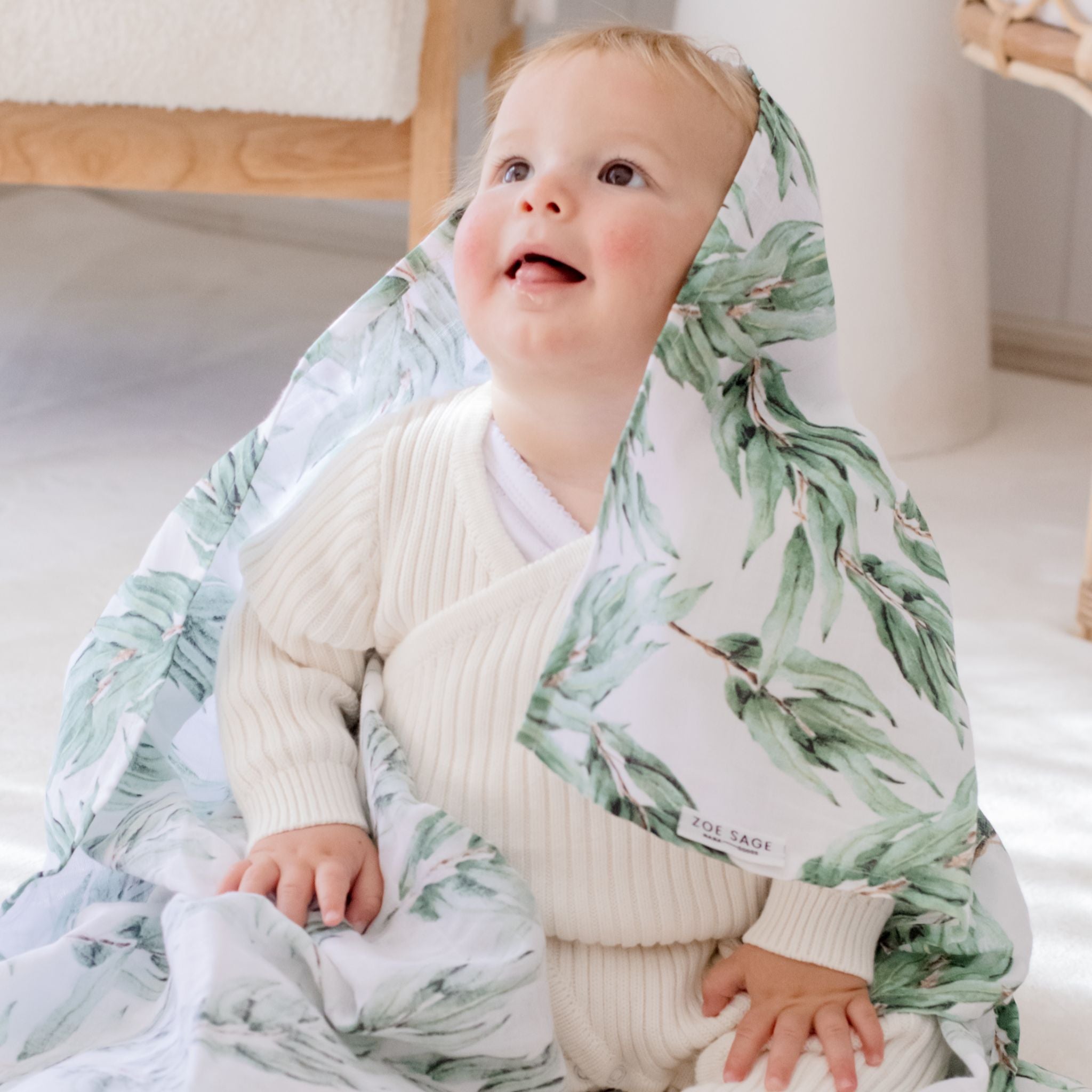 クラフト・布製品 SWADDLE Organic Cotton Muslin Swaddle - 3pk Blue Gum Leaf – Zoe Sage