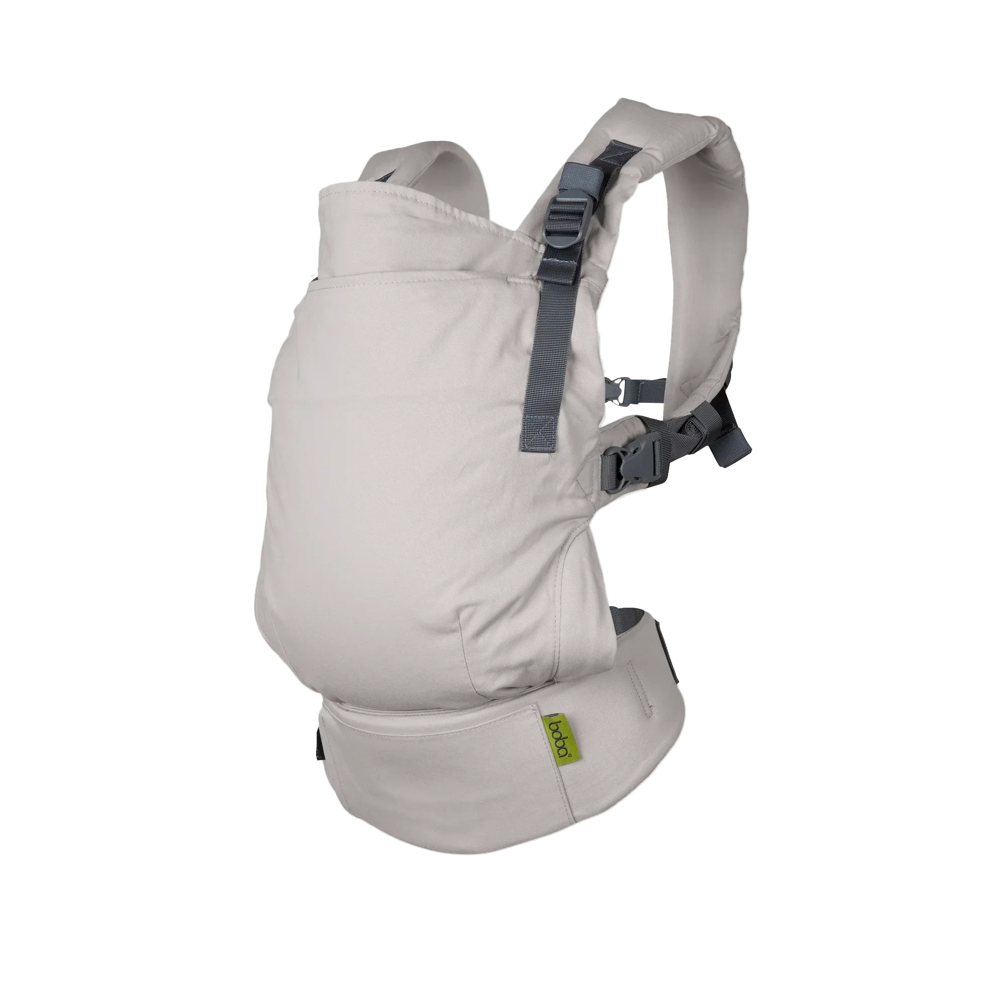 Grey Boba X adjustable baby carrier for comfortable babywearing by Zoe Sage