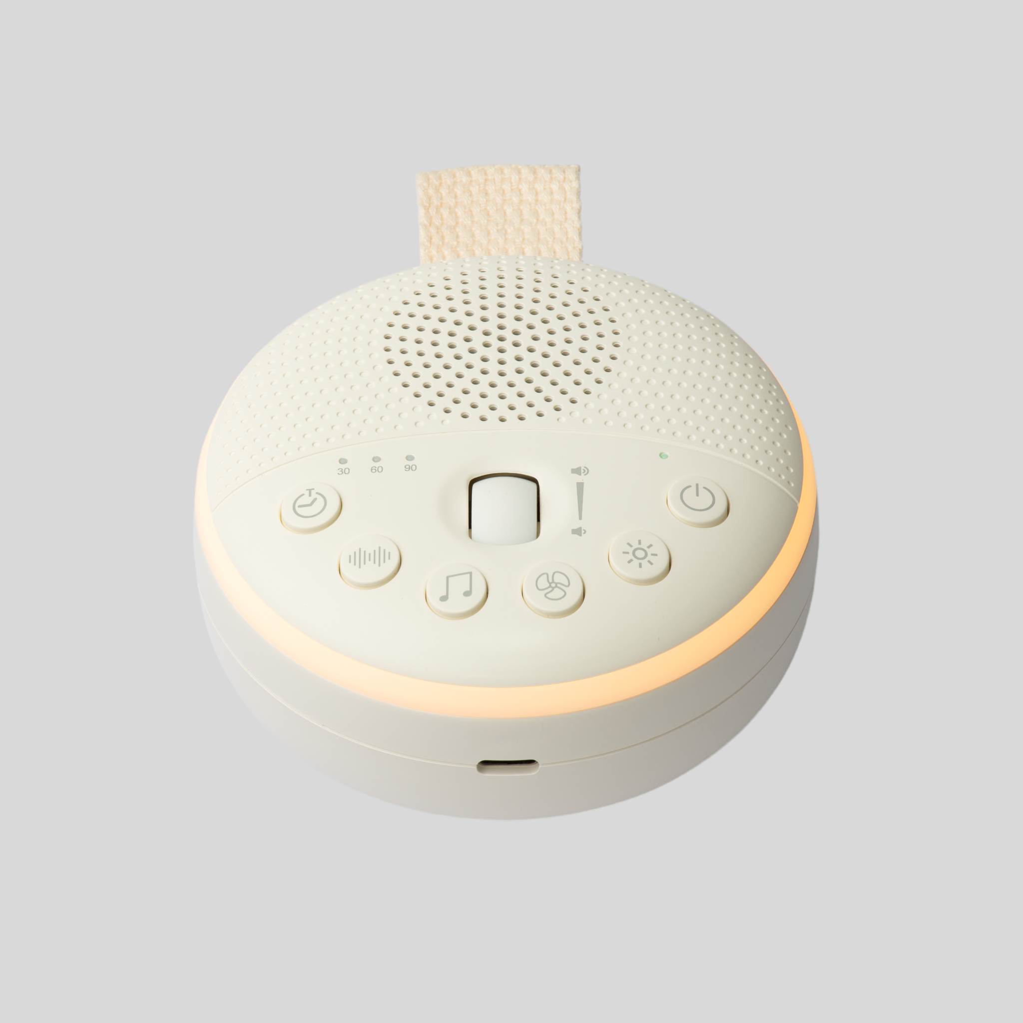 White portable baby white noise machine and night light by Zoe Sage