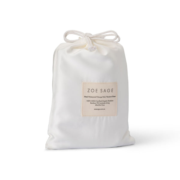 Waterproof Fitted Bassinet Sheet / Change Pad Cover – White