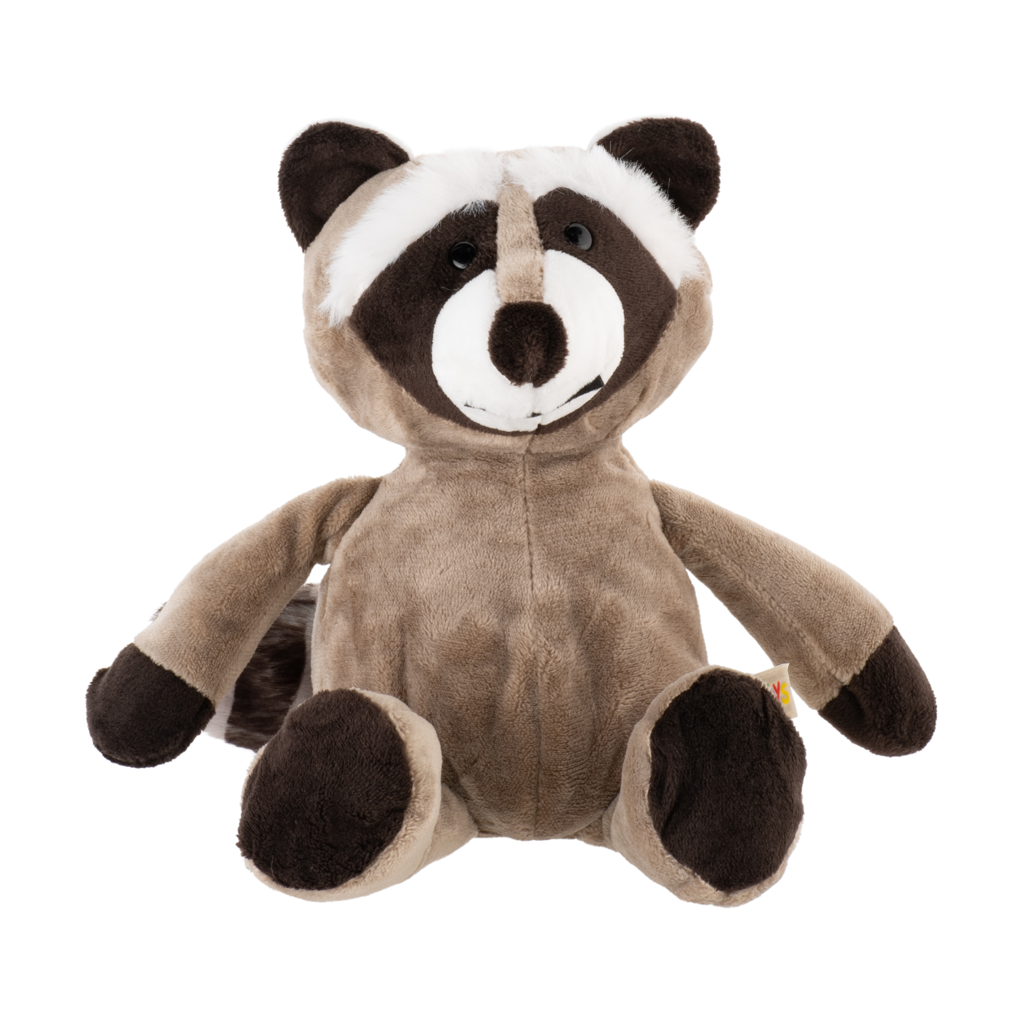 Soft grey plush raccoon toy Cosmo for babies and children by Zoe Sage