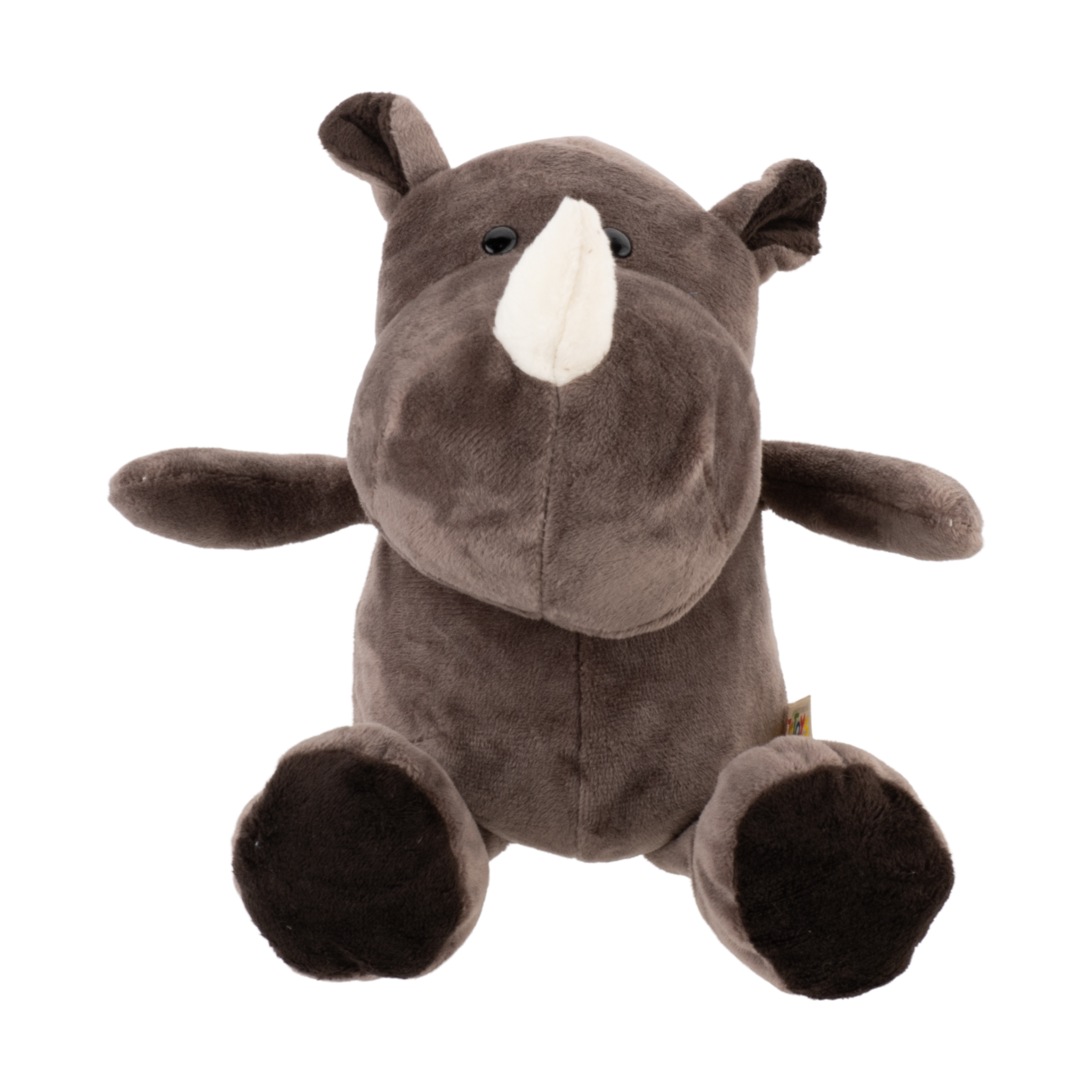 Soft pearl grey plush rhino toy for babies and children by Zoe Sage