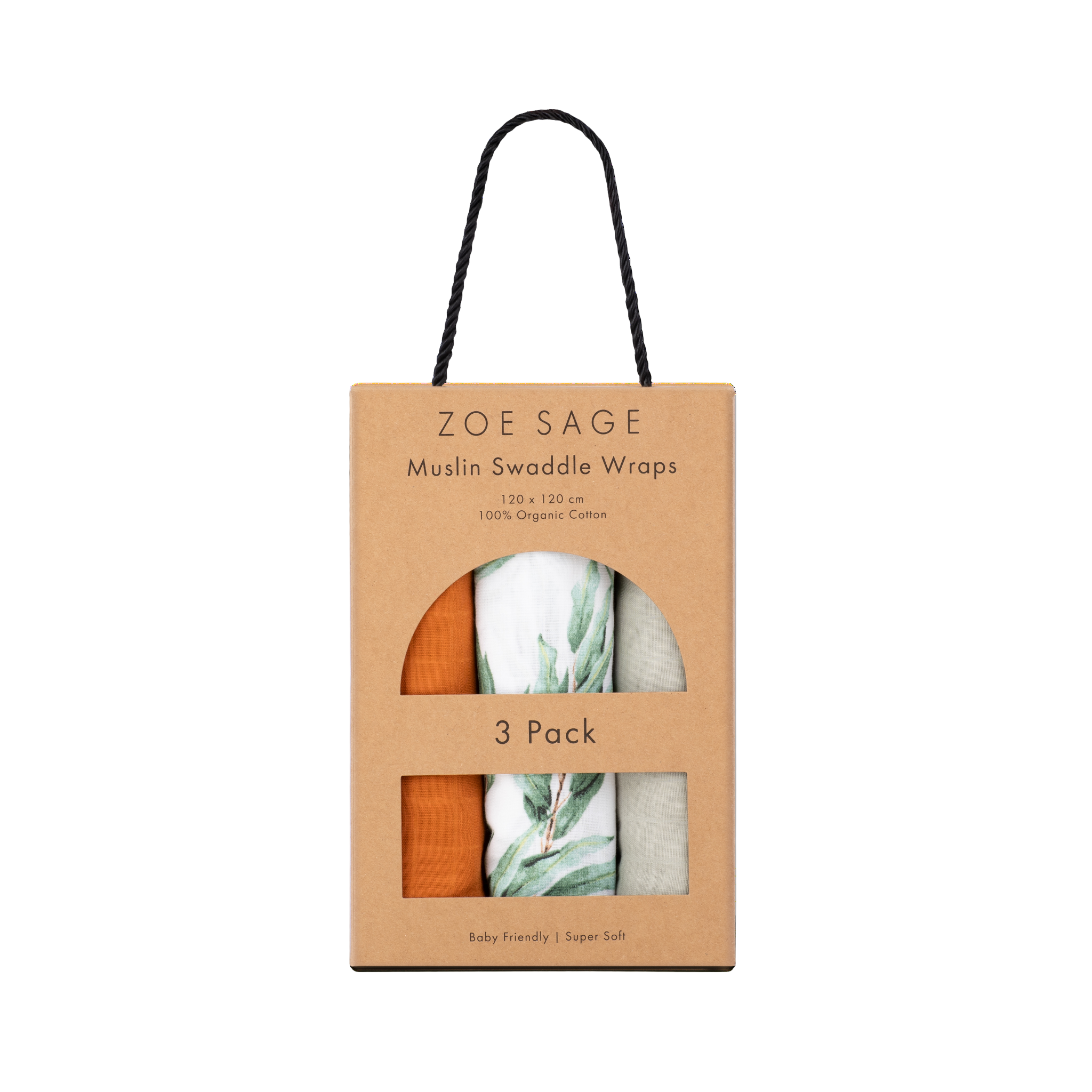 Organic Cotton Muslin Swaddle Wrap - 3pk Mixed - Eucalyptus Dawn