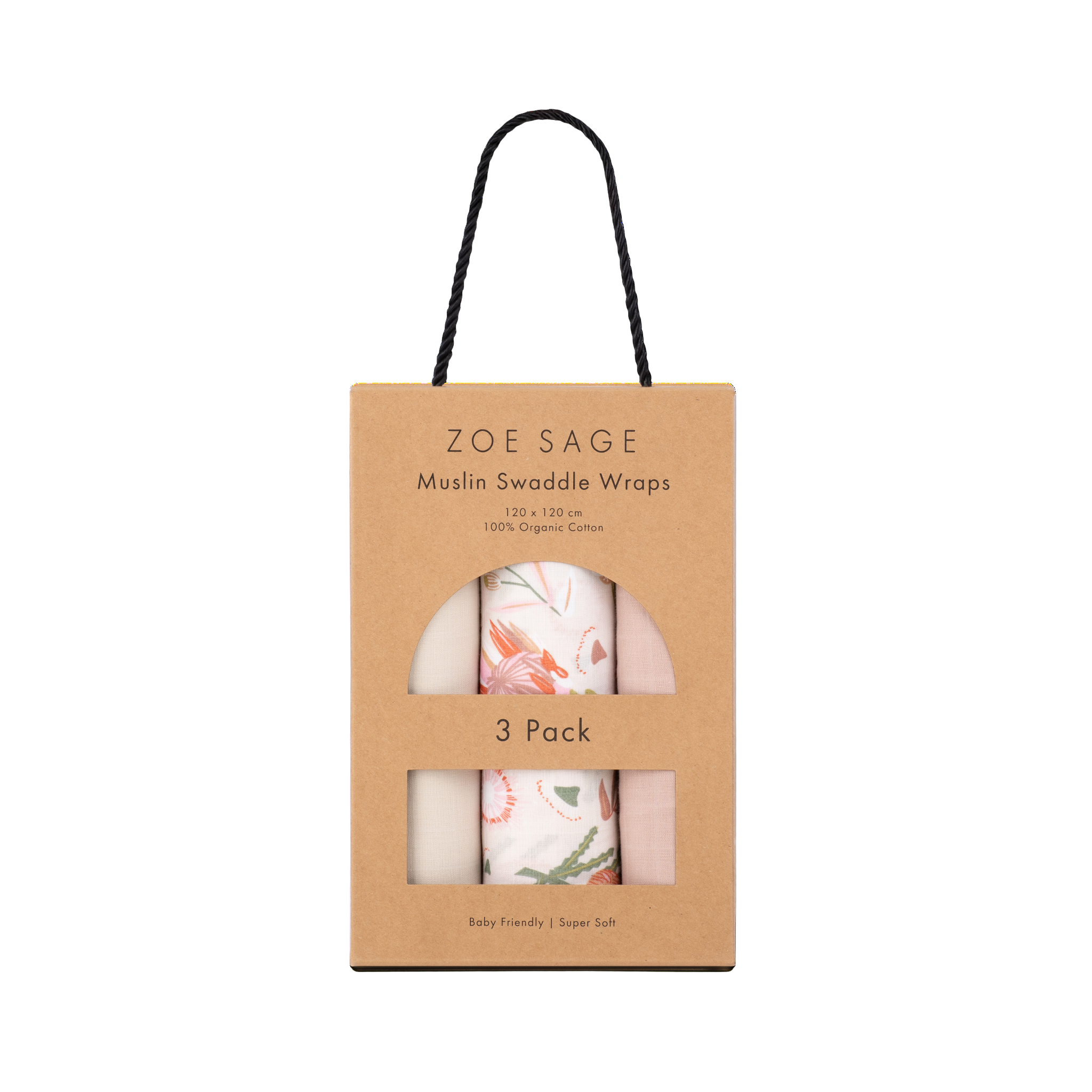 Organic Cotton Muslin Swaddle Wrap - 3pk Mixed - Golden Bloom