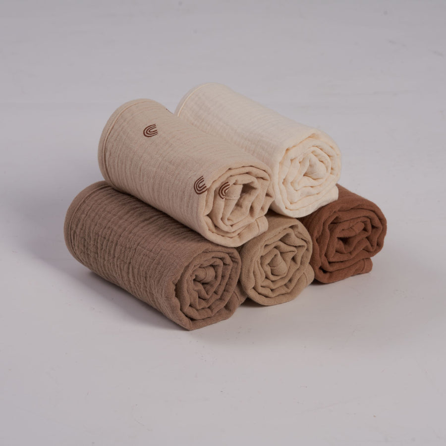 Organic Muslin Burp Cloths - Dusty Dunes 5 Pack