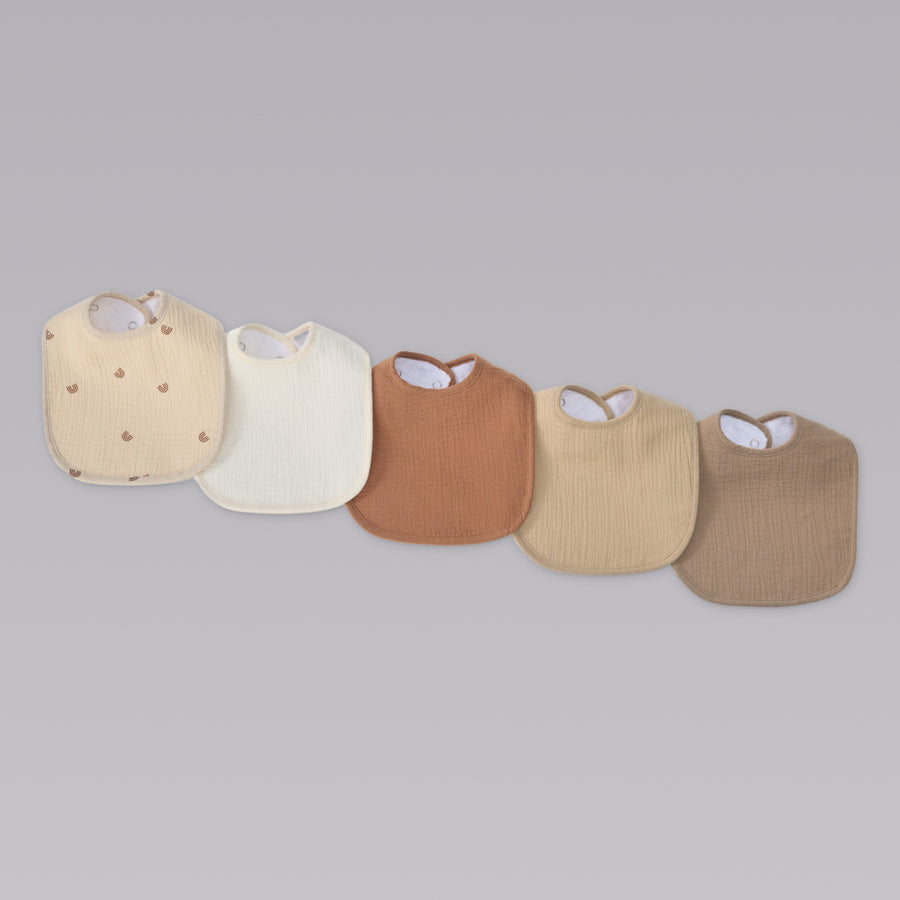 Organic Muslin Baby Bibs - Dusty Dunes 5 Pack