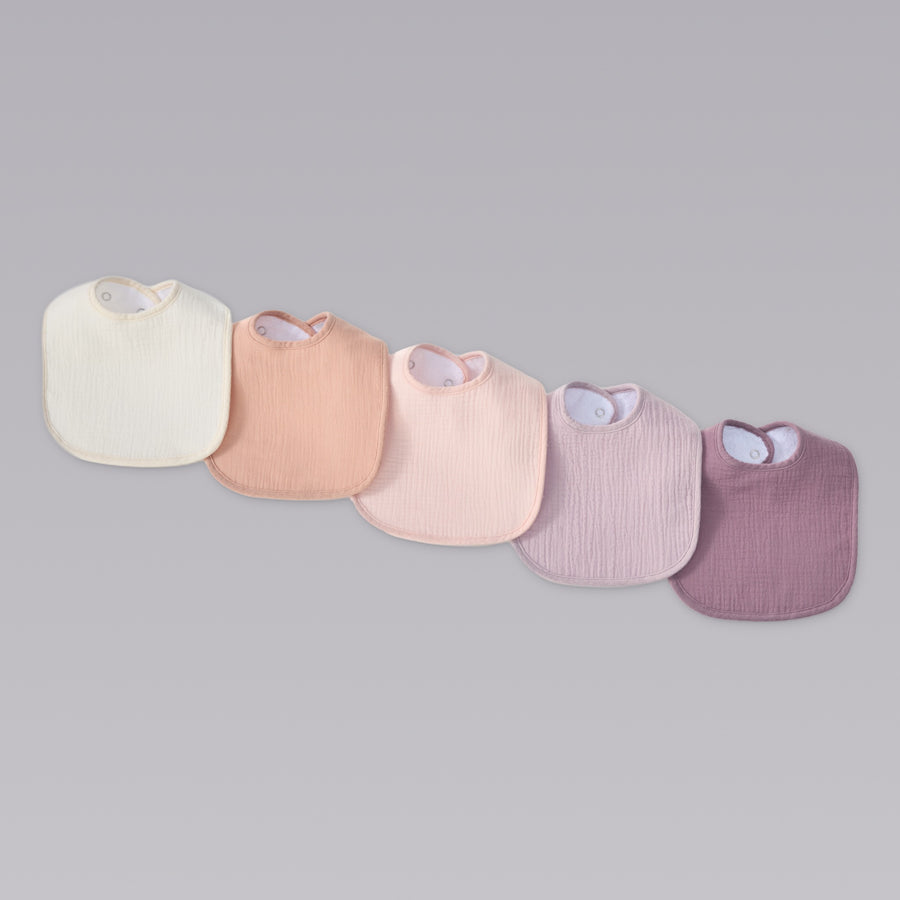 Organic Muslin Baby Bibs - Lavender Blush 5 Pack