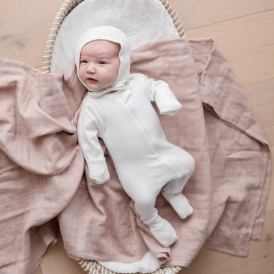 Organic cotton sunset muslin swaddle wrap by Zoe Sage